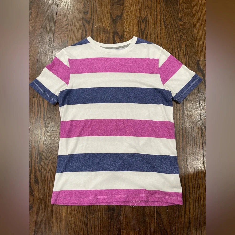 Old Navy Pink and Blue Striped Kids Tee size 14/16